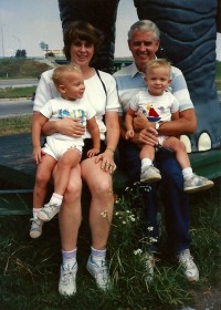 May 1990, holding Patricia, and Liz holding Sarah