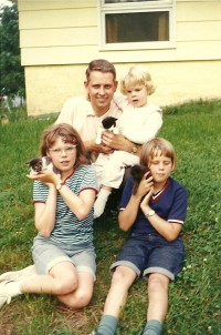With Karen, Elizabeth, Kathryn & kittens 1968